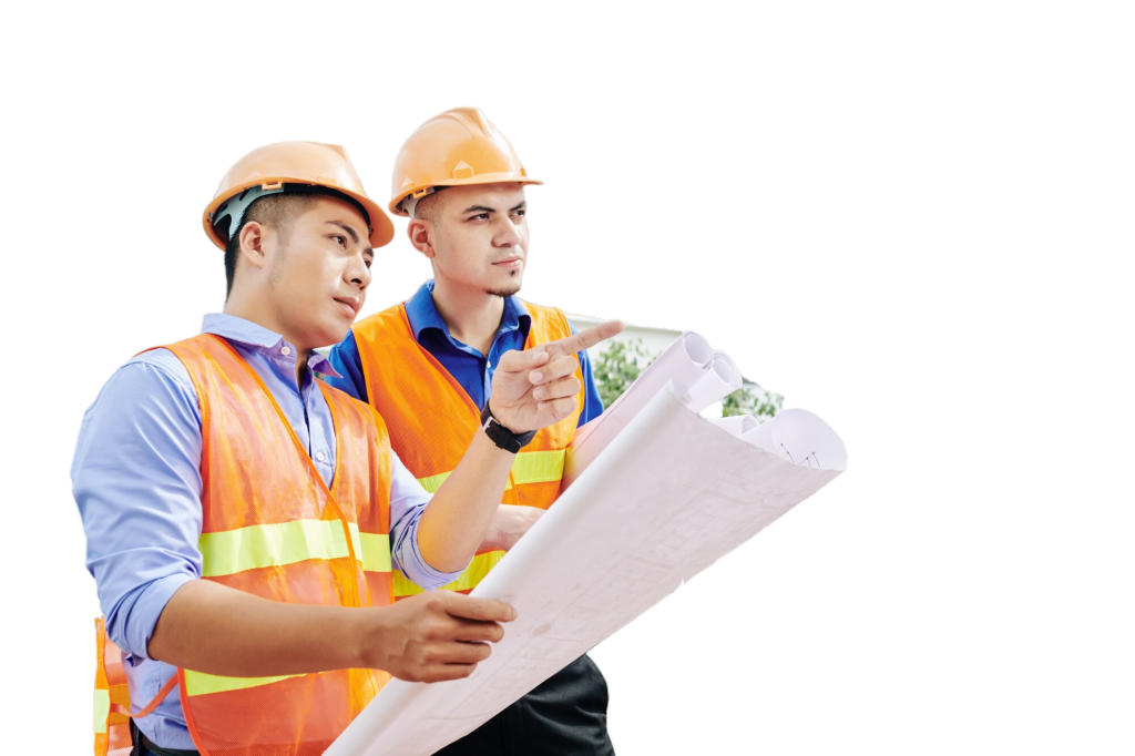 construction workers discussing project construction workers discussing project